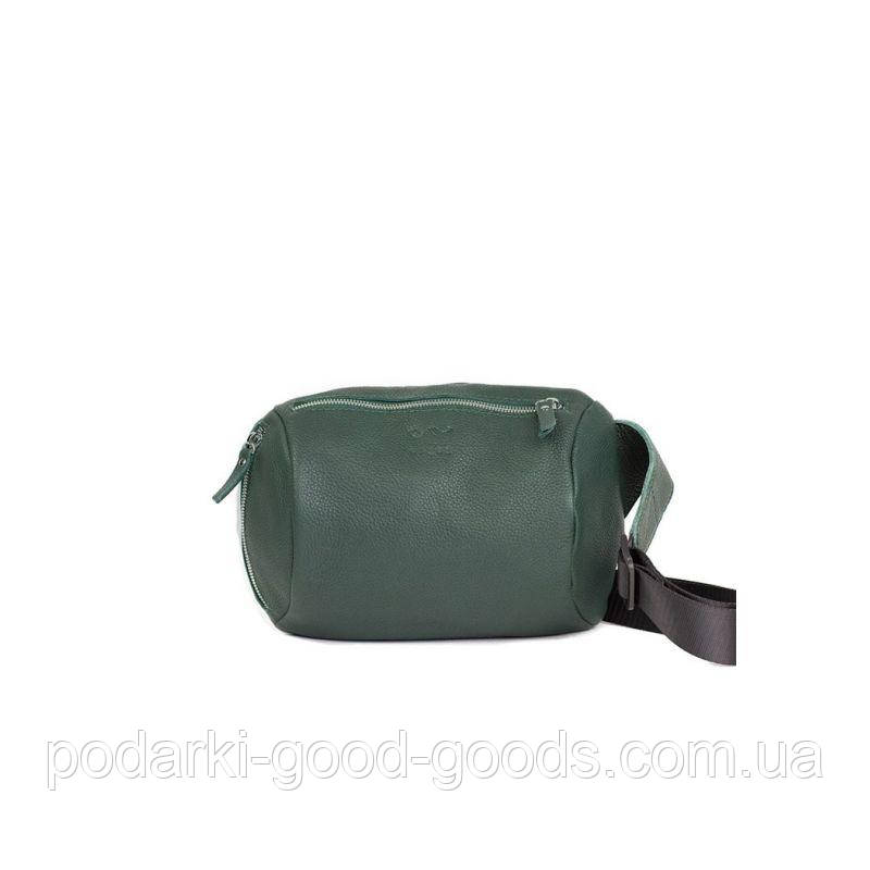 Шкіряна поясна сумка Easy темно-зелена флотар