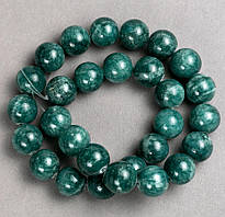 Намистини на волосіні Тонований Кварц (іміт. акрил) колір вірідан гладка кулька d-14.5мм+- L-40см +-