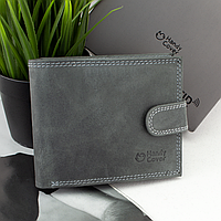 Чоловічий шкіряний гаманець Handycover N992L-CHM темно-сірий на кнопці