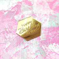 Декор з акрилу Happy birthday золото