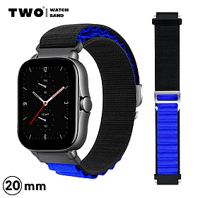 Ремінець для Xiaomi Amazfit GTS 2 / GTS 2e / GTS 2 Mini нейлоновий Чорний з синім
