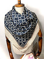 Модный демисезонный женский платок-шаль бренд 95*95 Турция Синий