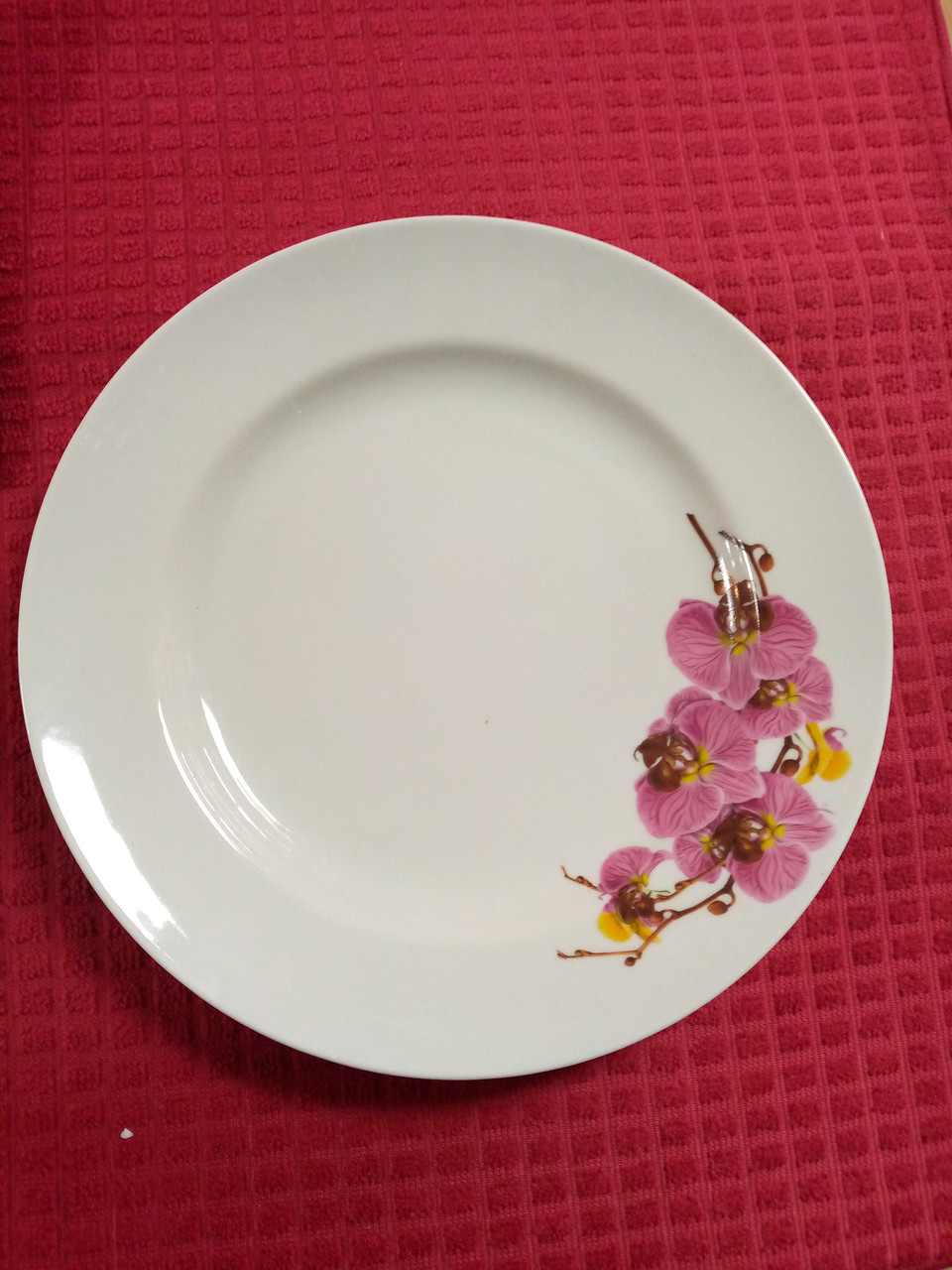 Тарілка біла з декором Сакура 26 см, фото 1