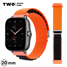 Ремінець для Xiaomi Amazfit GTS 2 / GTS 2e / GTS 2 Mini нейлоновий Помаранчевий з чорним