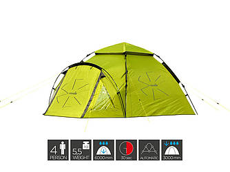Намет Norfin Hake 4 Напівавтоматичний 4 місний 2-х шаровий ц:зелений (31764)