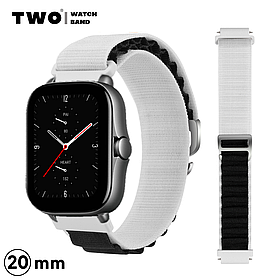 Ремінець для Xiaomi Amazfit GTS 2 / GTS 2e / GTS 2 нейлоновий Mini Білий з чорним