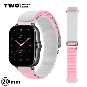 Ремінець для Xiaomi Amazfit GTS 2 / GTS 2e / GTS 2 Mini нейлоновий Білий з рожевим