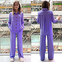 Стильный трикотажный брючный костюм для девочек, рубчик, размеры на рост 128 - 158