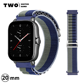 Ремінець для Xiaomi Amazfit GTS 2 / GTS 2e / GTS 2 нейлоновий Mini Синій з сірим