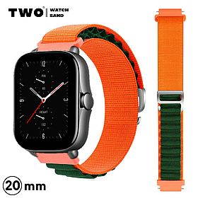 Ремінець для Xiaomi Amazfit GTS 2 / GTS 2e / GTS 2 Mini нейлоновий Помаранчевий з зеленим