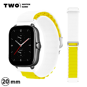 Ремінець для Xiaomi Amazfit GTS 2 / GTS 2e / GTS 2 нейлоновий Mini Білий з жовтим