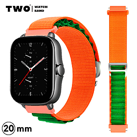 Ремінець для Xiaomi Amazfit GTS 2 / GTS 2e / GTS 2 Mini нейлоновий Помаранчевий з салатовим