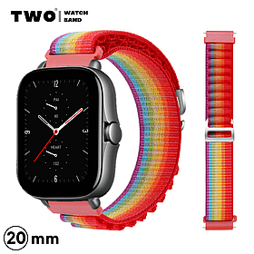 Ремінець для Xiaomi Amazfit GTS 2 / GTS 2e / GTS 2 Mini нейлоновий Веселка червоний