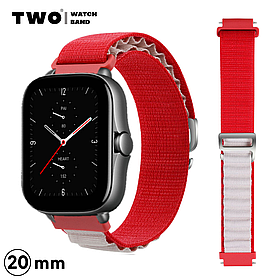 Ремінець для Xiaomi Amazfit GTS 2 / GTS 2e / GTS 2 Mini нейлоновий Червоний з білим