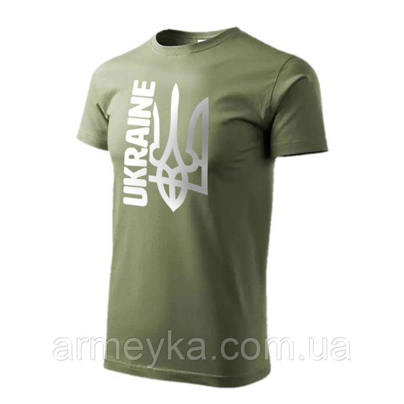 Футболка, 00aine (тризуб), олива, пеньє/стрейч-коттон, UA