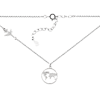 Колье серебряное медальон Вокруг Света на тонкой цепочке без камней