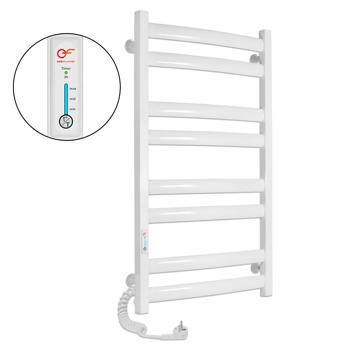 Рушникосушка електрична Flyme EF Atlant L (терморегулятор, таймер) ліве підключення, фото 1