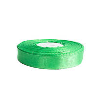 Стрічка атласна для декору та рукоділля зелений 1,2 см