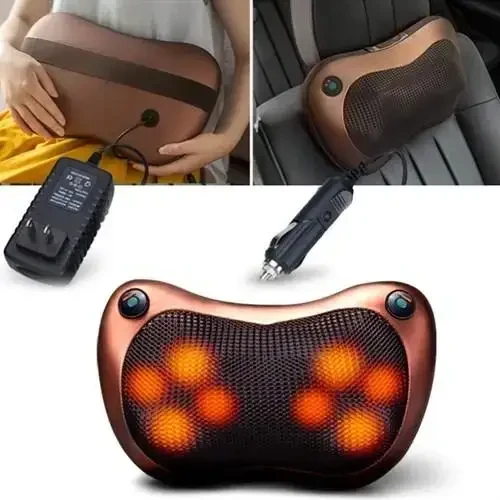 Роликовий масажер з зігріваючим ефектом, Масажна подушка MASSAGE PILLOW, інфрачервоний роликовий масажер для шиї та спини