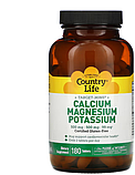 Кальцій Магній і Калій Country Life Calcium Magnesium Potasium 180 таб, фото 3