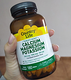 Кальцій Магній і Калій Country Life Calcium Magnesium Potasium 180 таб, фото 4