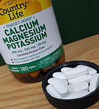 Кальцій Магній і Калій Country Life Calcium Magnesium Potasium 180 таб, фото 7