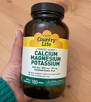 Кальций Магний и Калий Country Life Calcium Magnesium Potasium 180 таб
