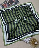 Модный демисезонный женский платок-шаль абстракция 90х90 Зеленый