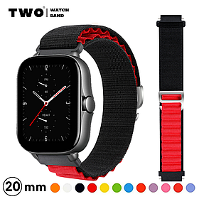 Ремінець для Xiaomi Amazfit GTS 2 / GTS 2e / GTS 2 Mini нейлоновий Чорний з червоним