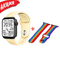 Умные часы Smart Watch 6 Z32 PRO 44mm алюминий тонометр шагомер оксиметр 2 ремешка радужный желтый