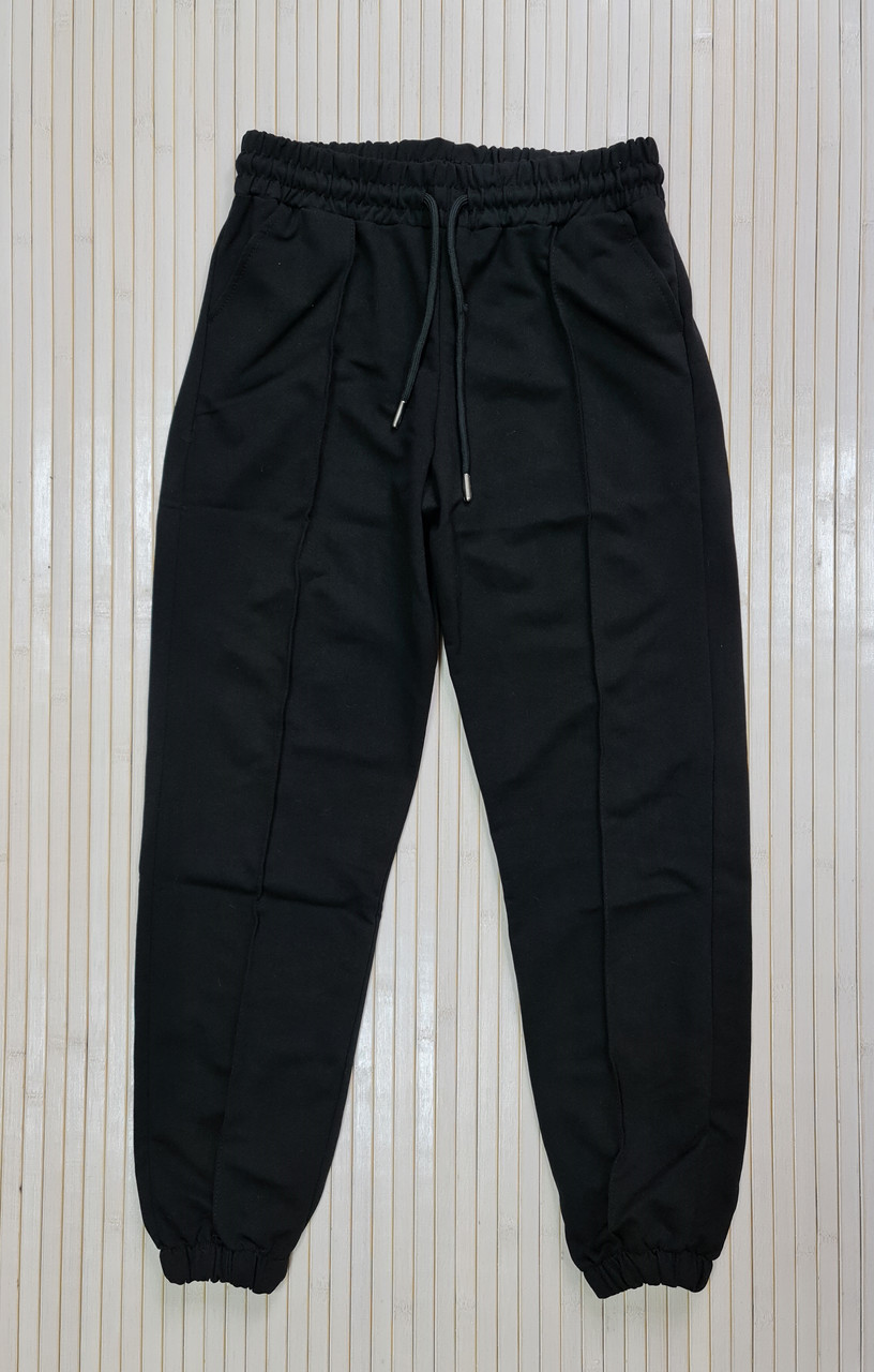 Спортивні штани жіночі з манжетом трикотажні чорні (розмір 42-44 (S))