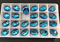 De'Lux Blue Zircon Oval 18*13mm Premium стекло овал блю циркон бирюзовый гелиотроп