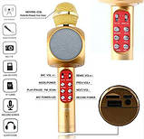 Бездротовий караоке мікрофон WSTER WS-1816 Bluetooth USB AUX FM помаранчевий, фото 3
