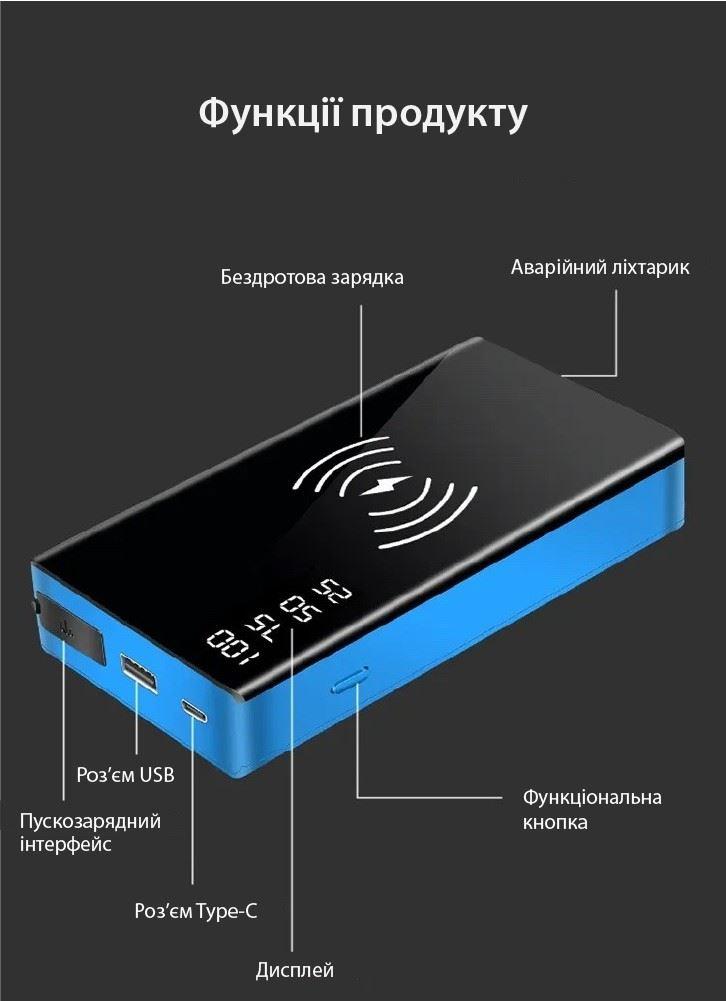 Пусковое зарядное устройство для автомобиля 12000 mAh, Бустер стартер для запуска автомобиля - фото 6 - id-p1776404287