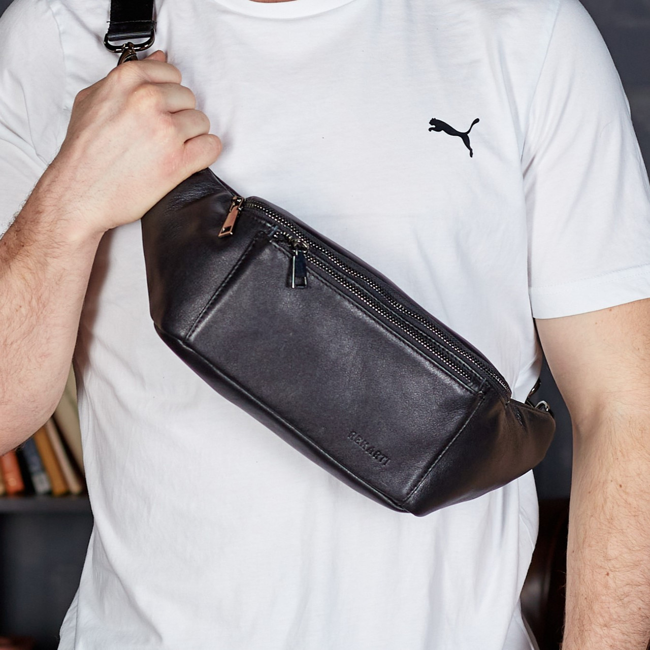 Шкіряна чоловіча сумка Vintage через плече зі знімним ременем з гладкої шкіри 2179-V, фото 1