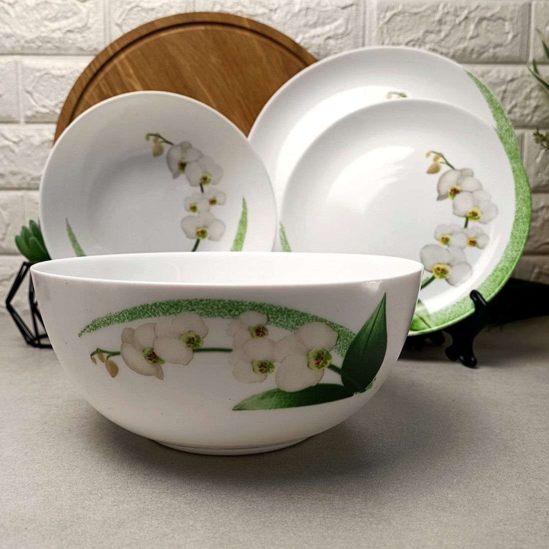 Білий столовий сервіз 19 предметів із орхідеями Luminarc Diwali White Orchid