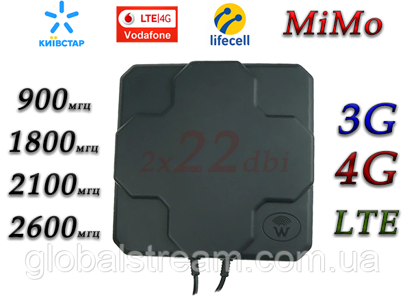 4G/3G/LTE Антенна планшетная MIMO 2×22dbi ( 44дб ) Lifecell, Vodafone, Киевстар 698-2690 МГц( B1+B3+B7+B8)