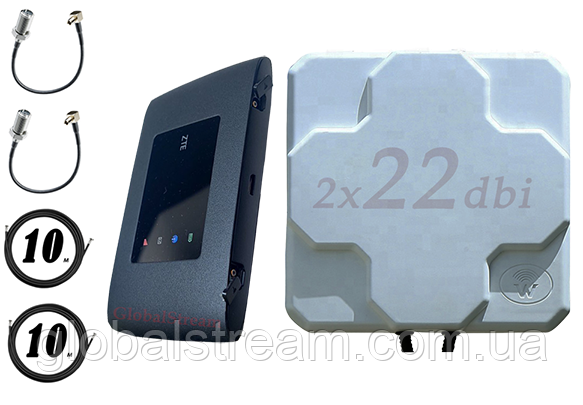 Повний комплект для 4G/LTE/3G з WiFi Роутер ZTE MF920U + Антена планшетна MIMO 2×22dbi ( 44 дб) 698-2690 МГц