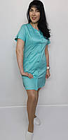 Халат жіночий медичний Мілан на гудзиках стрейч-котон короткий рукав