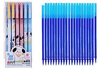 Набор: Ручки пиши-стирай синяя "Dog" (12шт)+ стержни 40 (шт)