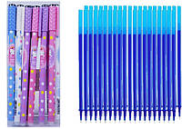Набор: Ручки пиши-стирай синяя "Kitty" (12шт)+ стержни 40 (шт)