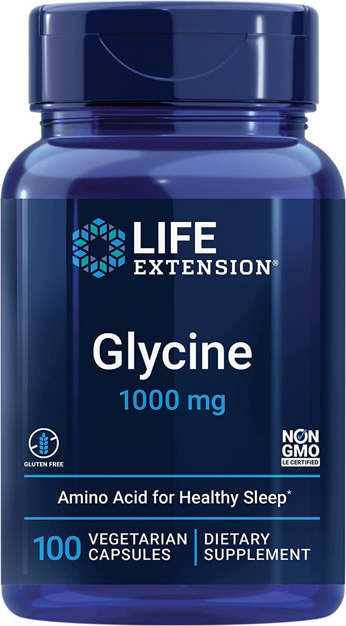 Гліцин, 1000 мг, Life Extension, 100 вегетаріанських капсул
