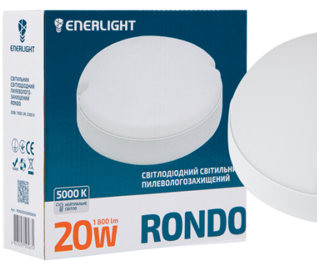 Світильник LED вологозахищений RONDO 20W 1800Lm 5000K IP-65