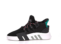 Кроссовки мужские Adidas EQT черные, Адидас Эквипмент текстильные, прошиты. код KD-11591