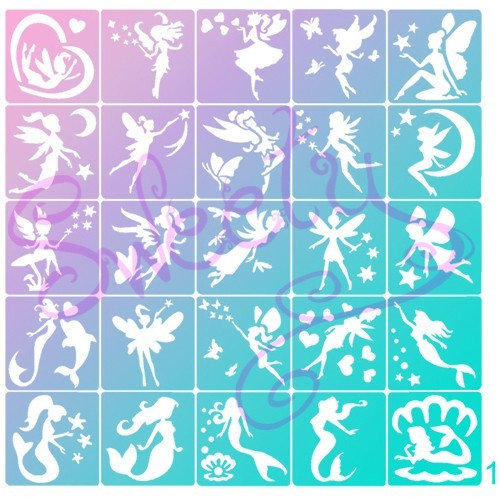 Трафарети Феї клейові 25 шт. для Блиск і Біоту 5х5см, фото 1