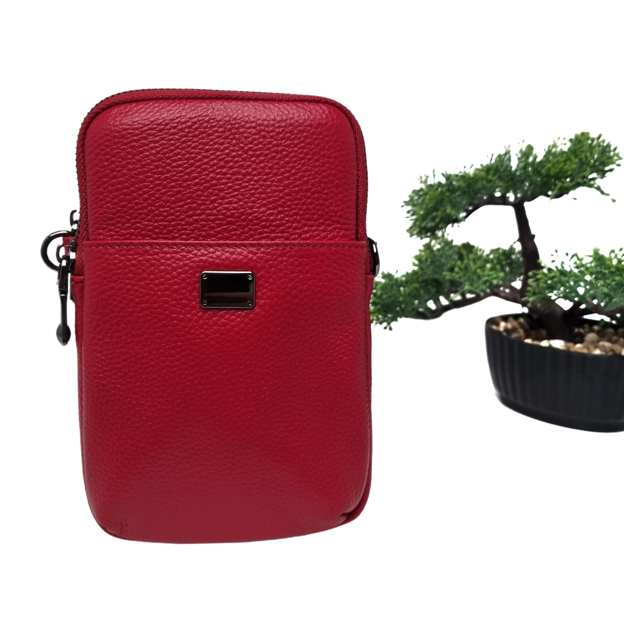 Жіноча маленька сумка крос-боді науральна шкіра червоний Арт.6589 red VIVAVERBA Україна — (597)