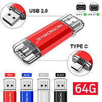 Флешка MicroDrive 64 GB TYPE-C 2.0 OTG USB Flash Drive флеш-накопитель. 64 ГБ TYPE-C
