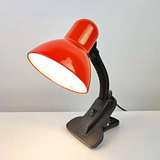 Настільна лампа на прищіпці червона Е27 28х12х18 см 05215, фото 2