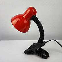 Настільна лампа на прищіпці червона Е27 28х12х18 см 05215, фото 4