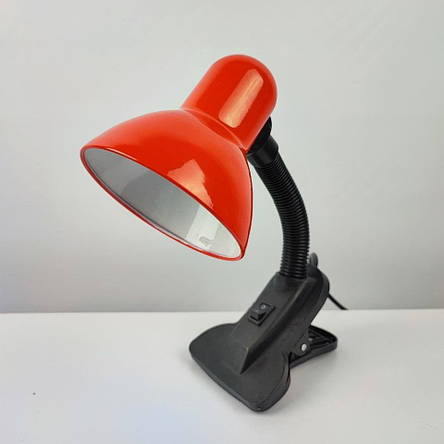 Настільна лампа на прищіпці червона Е27 28х12х18 см 05215, фото 1